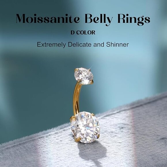 Moissanite Titanium Belly Button Ring 14G NWT - Picture 3 of 8